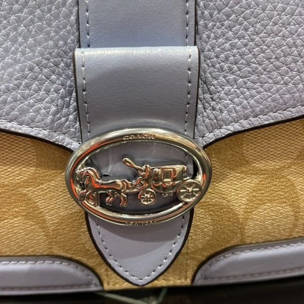 Coach Georgie Crossbody In Signature Canvas Light Khaki / Marble Blue